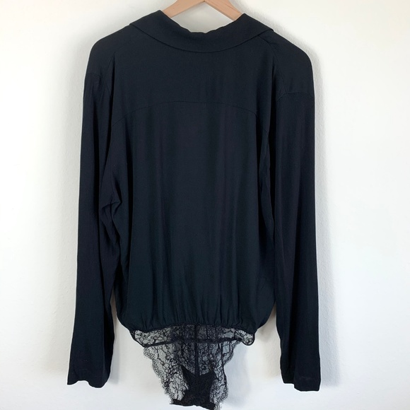 NWT FREE PEOPLE Ruffle Lace Black Body Suit - Picture 7 of 12